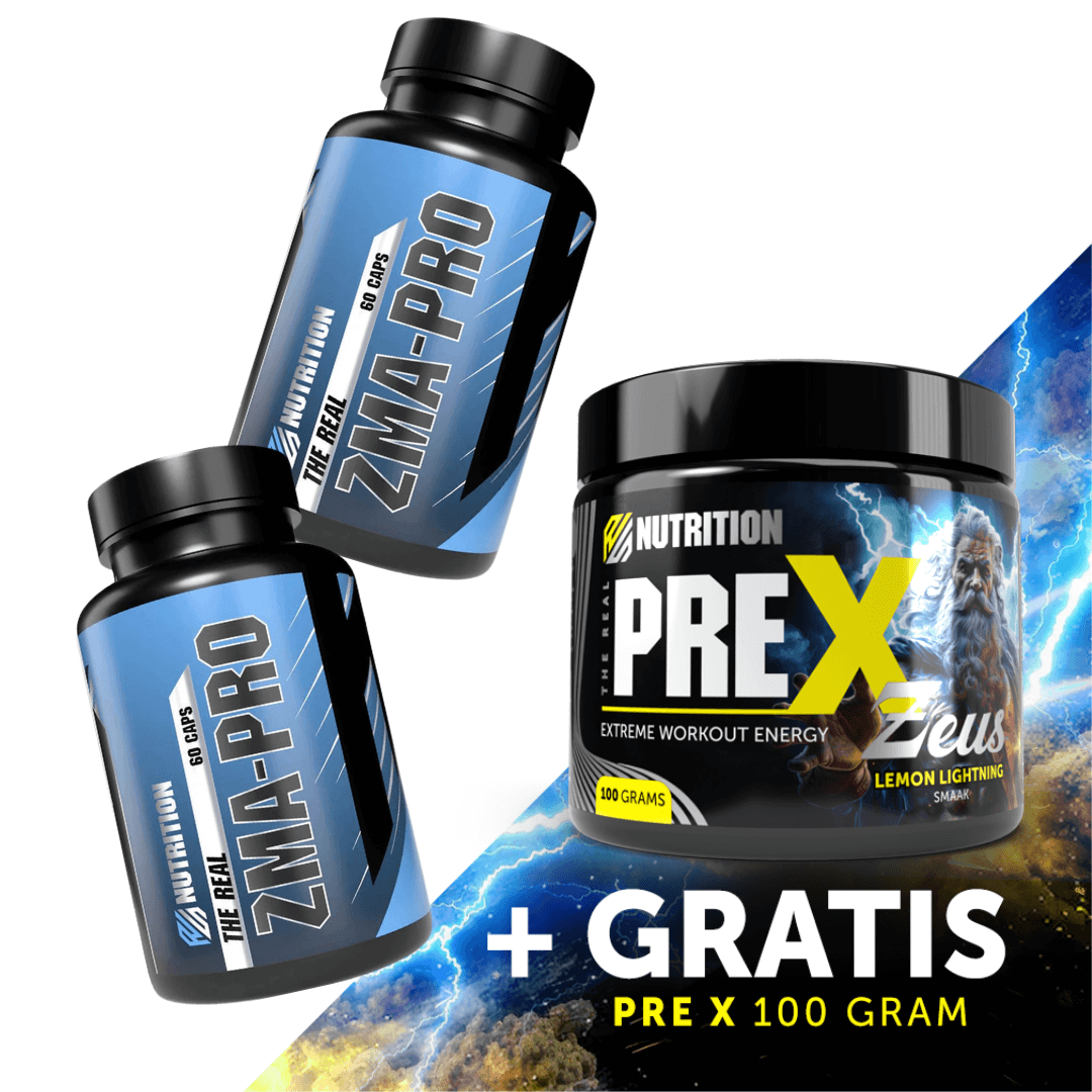 2x ZMA Pro + gratis PRE X Zeus 100g Lemon Lightning – pre workout actie RealSupps