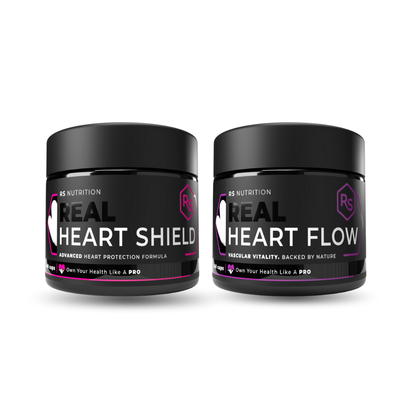 RS Nutrition Heart Stack. Zwarte pot Heart Shield en een zwarte pot Heart Flow