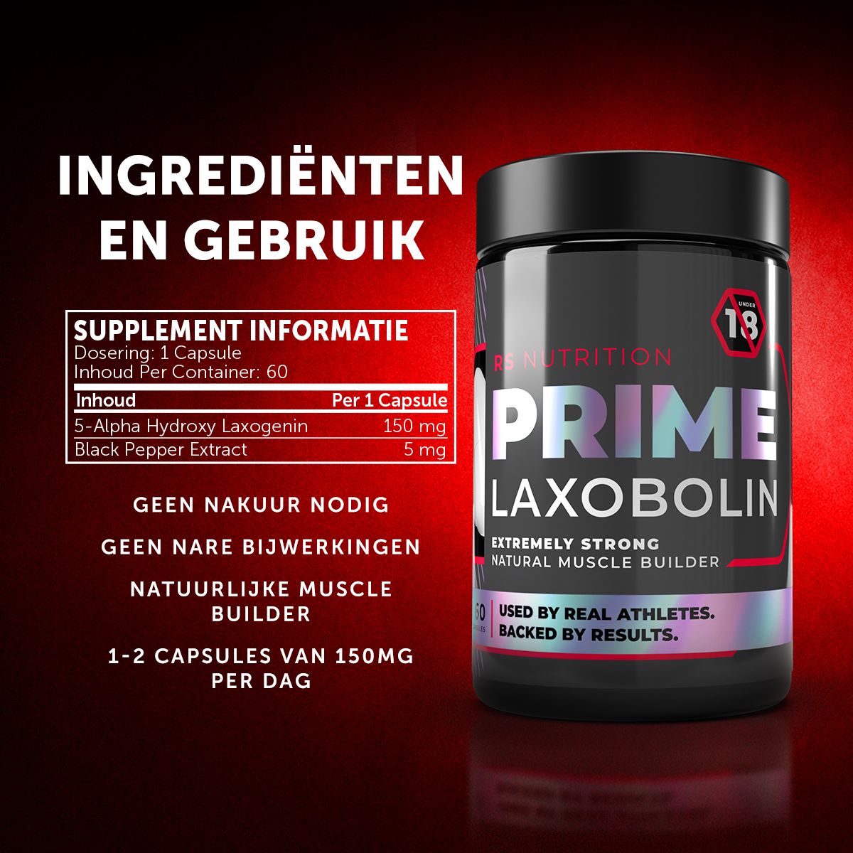 Ingrediënten en gebruik van Laxobolin muscle builder supplement