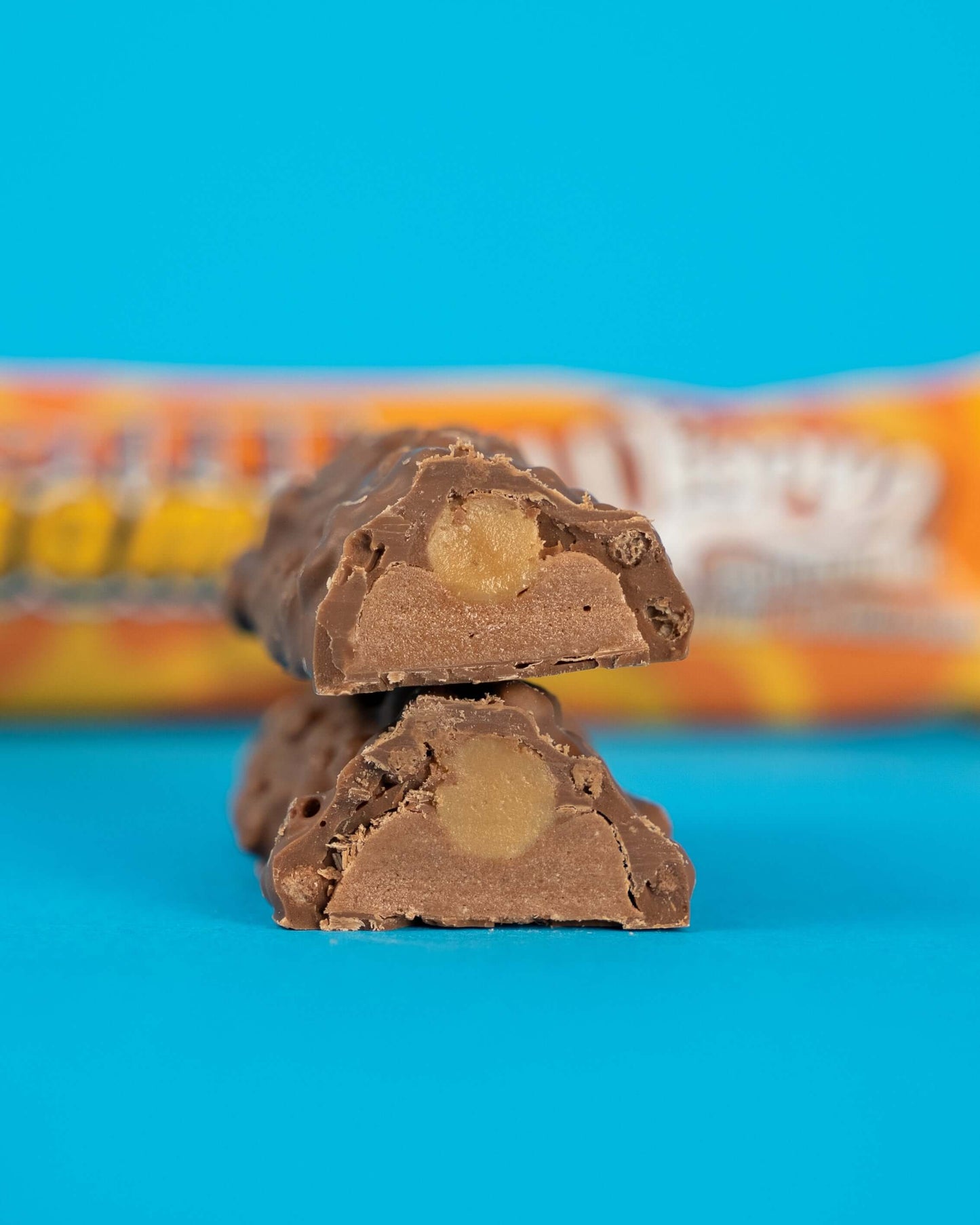 Binnenkant van een Wispy Eiwitreep in de Smaak Nutty Caramel