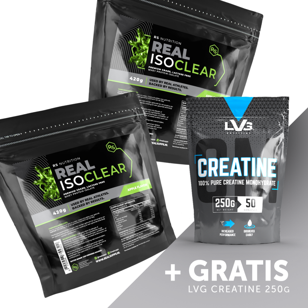 2 zakken iso clear met gratis creatine deal