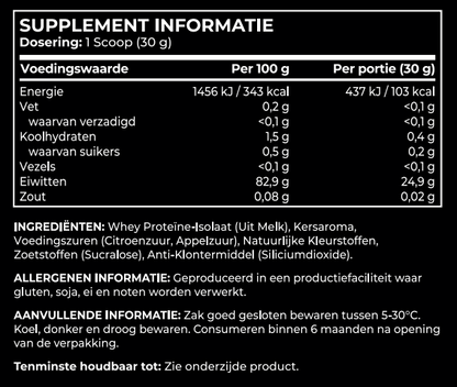 RS Nutrition Iso Clear Ingredientenlijst