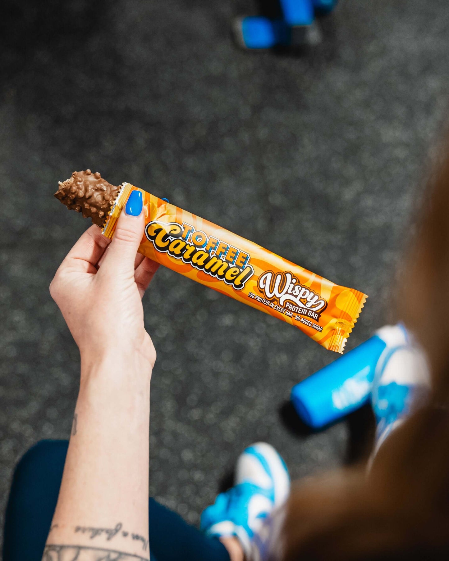 Wispy Eiwitreep Verpakking In de Smaak Toffee Caramel